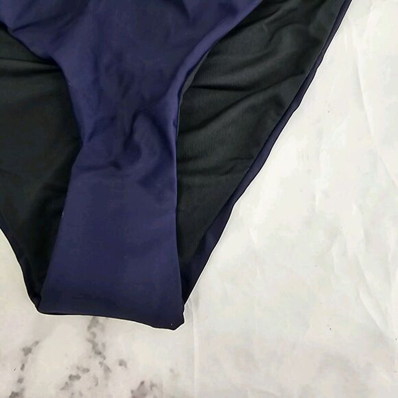 J Crew Swim Bottom Blue Curved Waist Bikini High Cut Cheeky Mid Navy - Picture 4 of 10